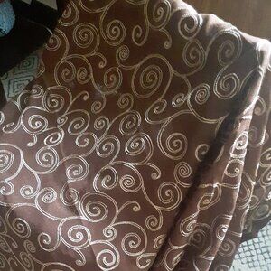 Set of 2 VINTAGE Cypress 54W X 120L Sheer Brown with Gold Embroidery Curtains